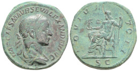 Severus Alexander, 222-235 AD. AE, Sestertius, Rome.
Obv: IMP CAES M AVR SEV ALEXANDER AVG.
Laureate and draped bust of Severus Alexander right.
Rev: ...