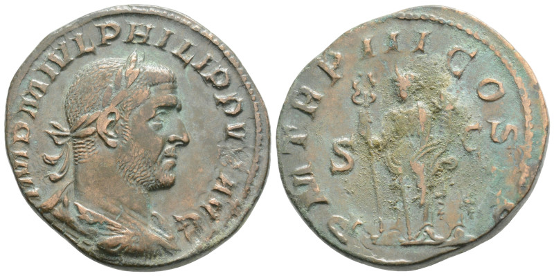 PHILIP I THE ARAB (244-249). Sestertius. Rome.
Obv: IMP M IVL PHILIPPVS AVG. Lau...