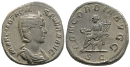 OTACILIA SEVERA (Augusta, 244-249). Sestertius. Rome.
Obv: MARCIA OTACIL SEVERA AVG.Draped bust right, wearing stephane.
Rev: CONCORDIA AVGG / S C. Co...