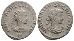 AURELIAN with VABALATHUS (270-275). Antoninianus. Antioch.
Obv: VABALATHVS V C R IM D R.
Laureate, draped and cuirassed bust of Vabalathus right.
Rev:...