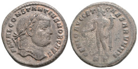 CONSTANTIUS I (Caesar, 293-305). Follis. Cyzicus.
Obv: FL VAL CONSTANTIVS NOB CAES. Laureate head right.
Rev: GENIO AVGG ET CAESARVM NN / KB. Genius...