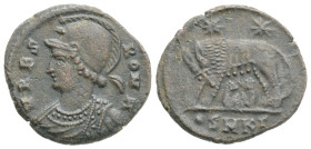 CONSTANTINE I 'THE GREAT' (307/10-337). Commemorative Series. Follis. Cyzicus.
Obv: VRBS ROMA.
Helmeted and mantled bust of Roma left.
Rev: •SMK .
She...