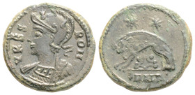 CONSTANTINE I 'THE GREAT' (307/10-337). Commemorative Series. Follis. Cyzicus.
Obv: VRBS ROMA.
Helmeted and mantled bust of Roma left.
Rev: •SMK .
She...
