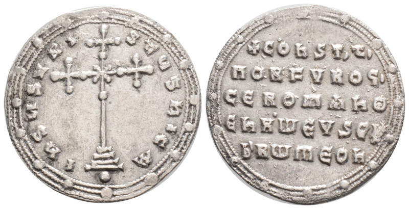 CONSTANTINE VII PORPHYROGENITUS with ROMANUS I (913-959). Miliaresion. Constanti...