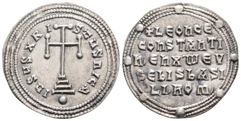 LEO VI the WISE with CONSTANTINE VII (886-912). Miliaresion. Constantinople.
Ob...