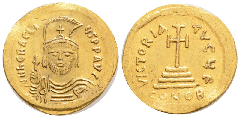 HERACLIUS (610-641). GOLD Solidus. Constantinople.
Obv: d N HERACLIVS P P AVG.
H...