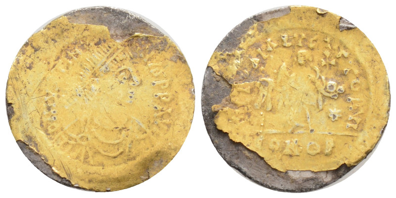 JUSTINIAN I (527-565). Fourrée Semissis. Imitating Constantinople. Obv: O N IVST...