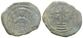 EMPIRE OF NICAEA. John III Ducas (Vatatzes) (1222-1254). Tetarteron. Magnesia. Obv: Half-length facing bust of John, holding labarum and globus crucig...