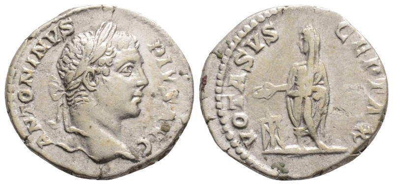 Caracalla (193-217 AD) Rome. AR Denarius. 3.1 g. 19 mm.
Obv: ANTONINVS PIVS AVG....