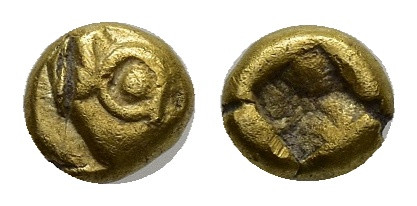 Ionia, Phokaia EL 1/48 Stater. (4mm, 0.30 g) Circa 625-522 BC. Head of seal left...