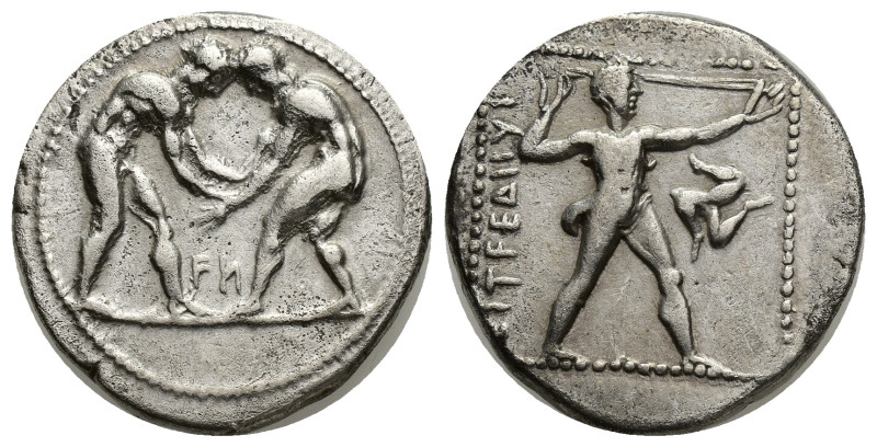 PAMPHYLIA. Aspendus. Ca. 370-330 BC. Silver stater (24mm, 14.32 g). Two wrestler...