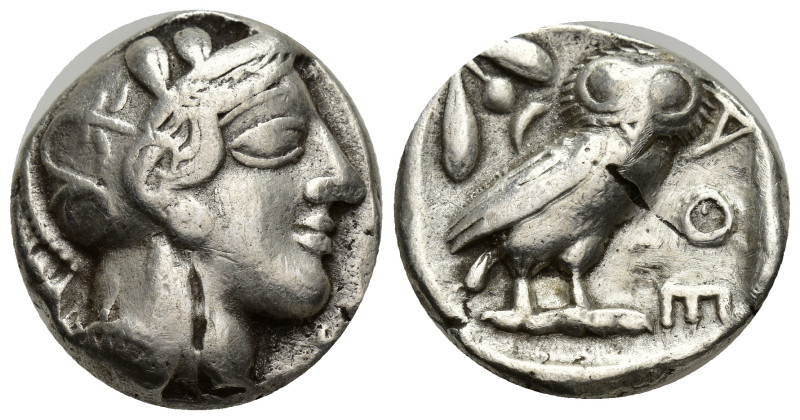 Attica, Athens. Silver Tetradrachm (23mm, 16.72 g), ca. 454-404 BC. Helmeted hea...