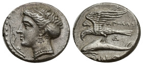PAPHLAGONIA. Sinope. Circa 330-300 BC. Drachm (Silver, 18mm, 5.87 g), struck under the magistrate Apollo... Head of the nymph Sinope to left, her hair...