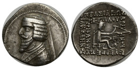 KINGS of PARTHIA, Phraates III, Circa 70/69-58/7 BC. Drachm (Silver, 19mm, 3.96 g), Mithradatkart, 62/1-58/7. Diademed bust of Phraates III to left, w...