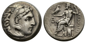 KINGS OF MACEDON. Alexander III 'the Great', 336-323 BC. Drachm (Silver, 18mm, 4.17 g), struck posthumously under Antigonos I Monopthalmos, Abydos(?),...
