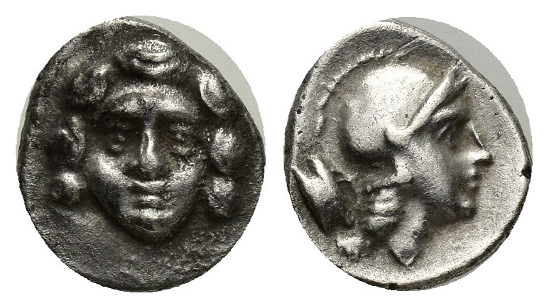 Pisidia, Selge. AR Obol. (10mm, 0.97 g) 3rd Century BC. Facing head of Gorgoneio...