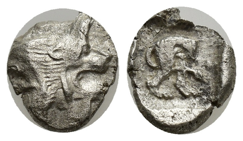 ASIA MINOR. Uncertain. Diobol (10mm, 1.11 g) (Circa 5th century BC). Obv: Head o...