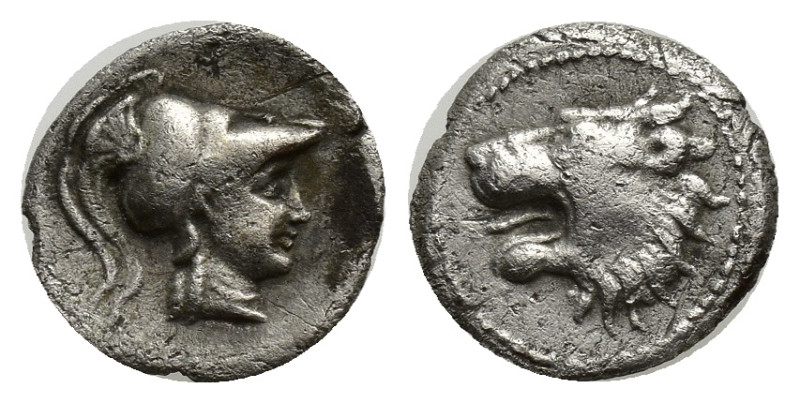 Pamphylia. Side circa 250-150 BC. Obol AR (10mm, 0.49 g) Head of Athena to right...