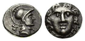 PISIDIA. Selge. Ca. 3rd-2nd centuries BC. AR obol (9mm, 0.74 g). Head of gorgoneion facing with flowing hair / Head of Athena right, wearing crested, ...