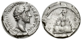 Cappadocia, Caesarea. Antoninus Pius. A.D. 138-161. AR drachm (18mm, 2.70 g). Struck A.D. 139/140. AYTOK ANTωNЄINOC CЄBACTOC , bare head of Antoninus ...