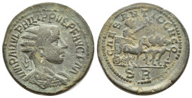 Pisidia. Antioch. Philip II AD 247-249. Bronze Æ (27mm, 12.57 g) IMP M IVL PHILIPPVS P F AVG [P M], radiate, draped and cuirassed bust righ / [C]AES A...