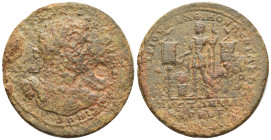 Mysia, Pergamon, Caracalla Æ Medallion (46mm, 44.75 g) Struck under Julius Anthimos, AD 214-217. AVT KPAT K MAPKOC AVP ANTΩNEINOC, laureate and cuiras...
