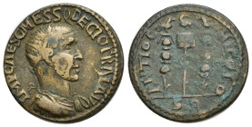 Pisidia, Antioch. Trajan Decius. A.D. 249-251. AE (23mm, 8.53 g). IMP CAES C MESS Q DECIO TRAIA AV, radiate, draped, and cuirassed bust right / ANTIOC...
