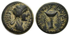 PHRYGIA. Hierapolis. Agrippina II (wife of Claudius, 54-68). AE (15mm, 4.75 g) Obv.: [ΑΓΡΙΠΠΕΙ]ΝΑ ΣΕΒΑΣΤΗ. Draped bust of Agrippina II, r. Rev.: [ΧΑ]Ρ...