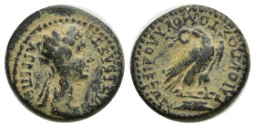 PHRYGIA. Laodicea ad Lycum. Agrippina II (Augusta, 50-59). Ae. (15mm, 4.28 g) Gaios Postomos, magistrate. Obv: ΑΓΡΙΠΕΙΝΑ ΣΕΒΑΣΤH. Draped bust right. R...