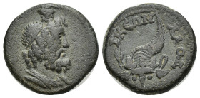PHRYGIA. Laodikeia ad Lycum. Pseudo-autonomous (Circa 3rd century AD). Ae. (19mm, 5.16 g) Obv: Draped bust of Serapis right, wearing kalathos. Rev: ΛΑ...