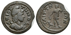 LYDIA, Saitta. Pseudo-autonomous issue. temp. Caracalla–Gallienus, AD 198-268. Æ (22mm, 4.54 g). Bust of Mên Aziottenos right, wearing Phrygian cap, d...