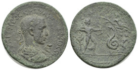 PAMPHYLIA. Side. Trajan Decius (249-251). Ae. (33mm, 17.23 g) Obverse: ΑΥΤ ΚΑΙ Γ ΜƐϹϹ ΚΥ ΤΡΑΙΑΝ ΔƐΚΙΟϹ ϹƐΒ, Ɛ; laureate, draped and cuirassed bust of ...