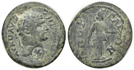 Pamphylia, Perge. Caracalla (198-217). Æ (27mm, 8.20 g). Laureate head r. R/ Artemis standing r., holding bow and arrow.