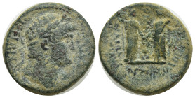 Phrygia, Laodicea ad Lycum. Nero, 54-68 AD. AE. (23mm, 12 g) Anto- Zenon, son of Zenon, magistrate. Homonoia issue with Smyrna. Obv: Laureate head of ...