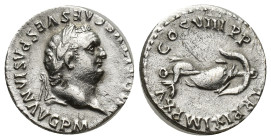 Titus, as Augustus (AD 79-81). AR denarius (17mm, 3.38 g). Rome, AD 80. IMP TITVS CAES VESPASIAN AVG P M, laureate head of Titus right / TR P IX IMP X...