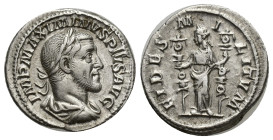 Maximinus I (AD 235-238). AR denarius (20mm, 3.22 g). Rome, ca. March AD 235-January AD 236. IMP MAXIMINVS PIVS AVG, laureate, cuirassed, draped bust ...