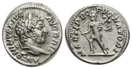 Caracalla, 198-217. Denarius (Silver, 18mm, 2.64 g), Rome, 213. ANTONINVS PIVS FEL AVG Laureate head of Caracalla to right. Rev. MARTI PROPVGNATORI Ma...