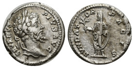 Septimius Severus, 193-211. Denarius (Silver, 18mm, 3.15 g), Rome, 201-202. SEVERVS PIVS AVG Laureate head of Septimius Severus to right. Rev. FVNDATO...
