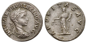 Severus Alexander, 222-235. Denarius (Silver, 18mm, 3.26 g), uncertain mint in the East (Antiochia?), 222-223. IMP C M AVR SEV ALEXAND AVG Laureate, d...