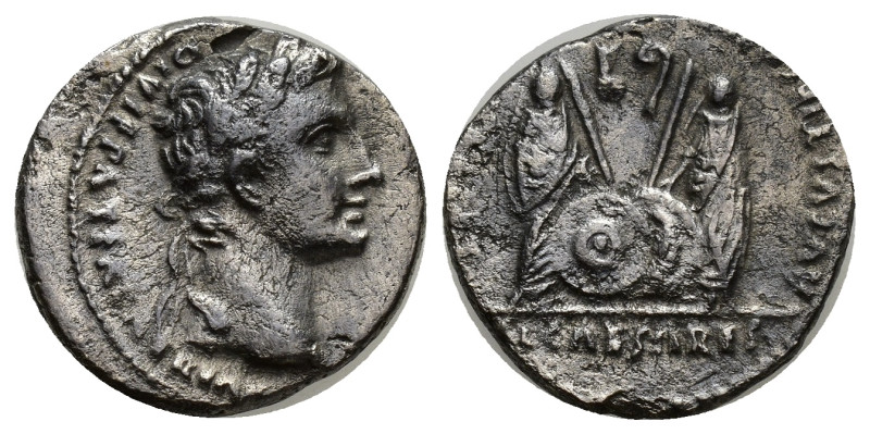 Augustus 27 BC-14 AD. Lugdunum Denarius AR (17mm, 3.19 g). CAESAR AVGVSTVS DIVI ...