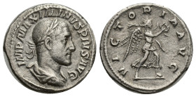 Maximinus I, 235-238. Denarius (Silver, 19mm, 2.91 g), Rome, 236. IMP MAXIMINVS PIVS AVG Laureate, draped and cuirassed bust of Maximinus I to right, ...