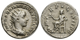 Gordian III AR Antoninianus. (22mm, 4.61 g) Rome, AD 241. IMP GORDIANVS PIVS FEL AVG, radiate, draped and cuirassed bust of Gordian III right / P M TR...