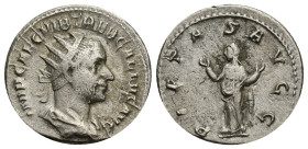 Trebonianus Gallus. A.D. 251-253. AR antoninianus (20mm, 2.85 g). Rome mint. IMP CAE C VIB TREB GALLVS AVG, radiate, draped and cuirassed bust of Treb...