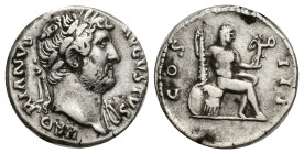 Hadrian (AD 117-138). AR denarius (17mm, 3.85 g). Rome, ca. AD 125-126/7. HADRIANVS-AVGVSTVS, laureate bust of Hadrian right, with traces of drapery o...