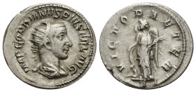 Gordian III, 238 - 244 AD Silver Antoninianus, Rome Mint, (22mm, 4.03 g) Obverse: IMP GORDIANVS PIVS FEL AVG, Radiate, draped and cuirassed bust of Go...