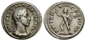 SEVERUS ALEXANDER (222-235). Denarius. (19mm, 3.11 g) Rome. Obv: IMP ALEXANDER PIVS AVG. Laureate, draped and cuirassed bust right. Rev: P M TR P XIII...
