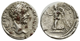 Septimius Severus. A.D. 193-211. AR denarius (18mm, 3.25 g). Rome mint, struck A.D. 197-198. L SEPT SEV PERT AVG IMP X, laureate head right / VICT AVG...