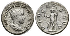 Gordian III (AD 238-244). AR antoninianus (21mm, 4.89 g). Rome, AD 240. IMP GORDIANVS PIVS FEL AVG, radiate, draped, and cuirassed bust of Gordian III...