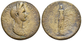 Plotina. Æ Sestertius (33mm, 21.45 g), Augusta, AD 105-123. Rome, under Trajan, AD 112-August 117. PLOTINA AVGVSTA IMP TRAIANI, diademed and draped bu...