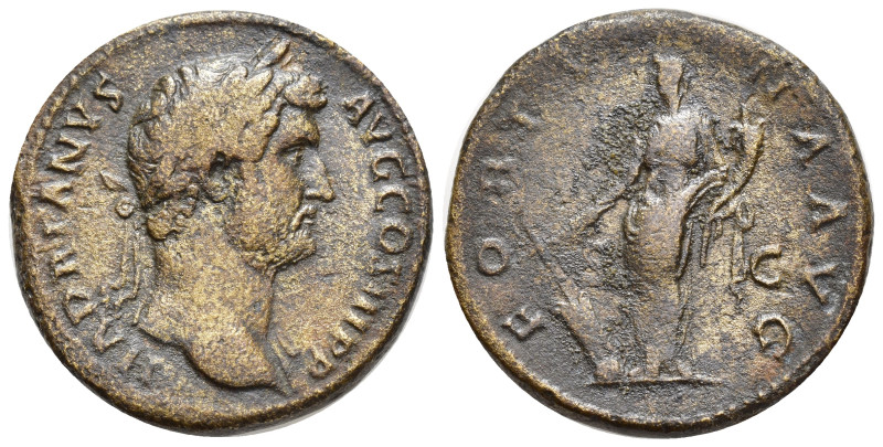 Hadrian Æ Sestertius. (32mm, 24.60 g) Rome, AD 134-138. HADRIANVS AVG COS III PP...